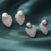 Grey pearl earrings, stud earrings, women's niche high-end style, light luxury, earrings, French design, diamond-encrusted trendy earrings