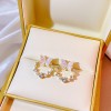 S925 Silver needle circle butterfly stud earrings, women's design sense, white pearl high-end feel, tea-themed gentle earrings and earrings S925 Silver needle circle butterfly stud earrings, women's design sense, white pearl high-end feel, tea-themed gentle earrings and earrings