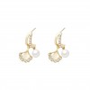 Ginkgo leaf pearl earrings, a light luxury and high-end style for women, French ear buckles, unique and niche earrings, and elegant ear studs and earrings