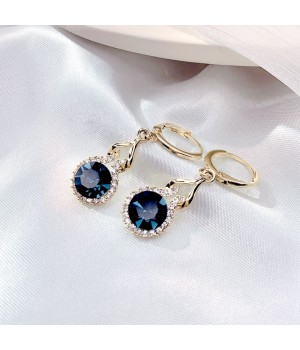 New Chinese-style satellite pool style ear buckle earrings, niche design, light luxury and high-end style, water drop cat's eye stone earrings