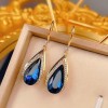 Light luxury, elegant, retro sparkling diamond blue crystal drop earrings, Hong Kong-style gentle new ear hooks, elegant earrings for women Light luxury, elegant, retro sparkling diamond blue crystal drop earrings, Hong Kong-style gentle new ear hooks, elegant earrings for women