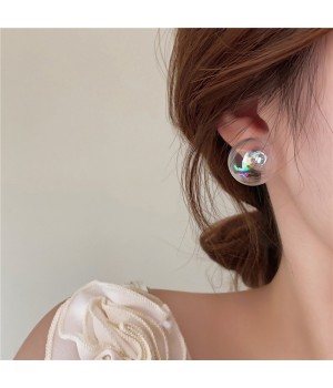 Live-streaming bestseller new product: Colorful glass round transparent earrings, fashionable and resort-style simple earrings, available for export