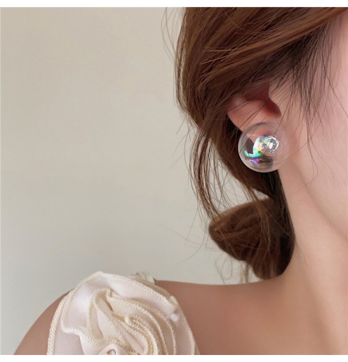 Live-streaming bestseller new product: Colorful glass round transparent earrings, fashionable and resort-style simple earrings, available for export Live-streaming bestseller new product: Colorful glass round transparent earrings, fashionable and resort-style simple earrings, available for export
