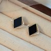 Exquisite black diamond-shaped earrings for women, new cold style earrings, niche design, high-end pure silver earrings Exquisite black diamond-shaped earrings for women, new cold style earrings, niche design, high-end pure silver earrings