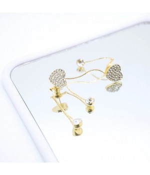 TEMU is selling a pair of fashionable and elegant heart-shaped tassel earrings with a unique asymmetrical full diamond heart and two pairs of stud earrings