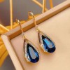 Light luxury, elegant, retro sparkling diamond blue crystal drop earrings, Hong Kong-style gentle new ear hooks, elegant earrings for women Light luxury, elegant, retro sparkling diamond blue crystal drop earrings, Hong Kong-style gentle new ear hooks, elegant earrings for women