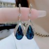 Light luxury, elegant, retro sparkling diamond blue crystal drop earrings, Hong Kong-style gentle new ear hooks, elegant earrings for women Light luxury, elegant, retro sparkling diamond blue crystal drop earrings, Hong Kong-style gentle new ear hooks, elegant earrings for women