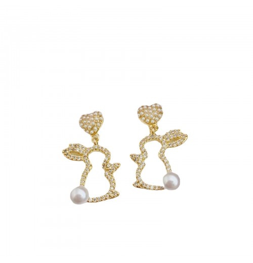 Easter asymmetrical stud earrings, a popular online celebrity, are exquisite and versatile earrings with a niche design. They are cross-border diamond-encrusted and pearles-encrusted