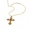 Golden medieval subculture cross rhinestone necklace, Millennium sweet and cool style long clavicle chain, hot girl