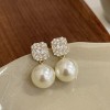 Square zircon pearl stud earrings for women, a new style of fashionable, versatile and elegant earrings with a niche, light luxury and high-end feel. Small scented earrings Square zircon pearl stud earrings for women, a new style of fashionable, versatile and elegant earrings with a niche, light luxury and high-end feel. Small scented earrings