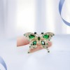 Retro light luxury emerald rhinestone butterfly brooch for women, summer anti-glare shawl buckle pin, small suit jacket accessory Retro light luxury emerald rhinestone butterfly brooch for women, summer anti-glare shawl buckle pin, small suit jacket accessory