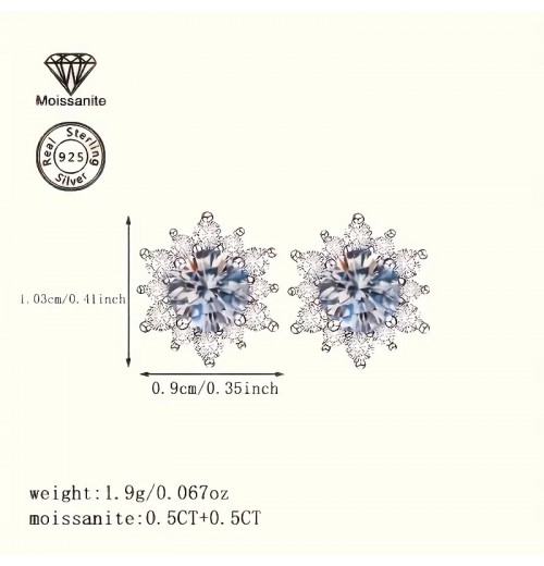 High-end, super sparkling Zircon snowflake earrings for women, simple and light luxury, new best-selling fashion ear accessories, light luxury High-end, super sparkling Zircon snowflake earrings for women, simple and light luxury, new best-selling fashion ear accessories, light luxury