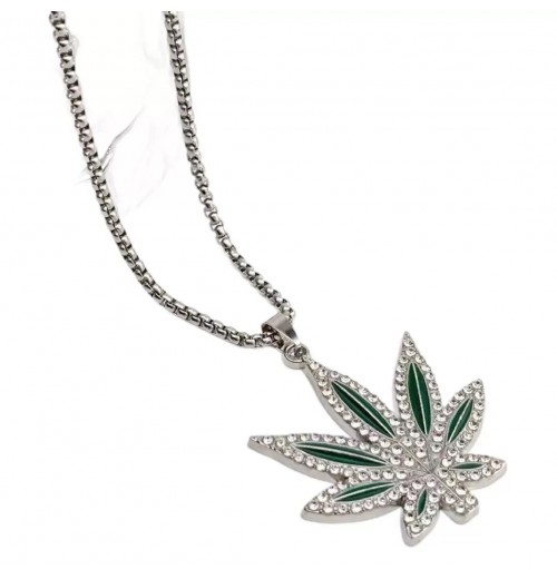 Personalized punk hip-hop accessory necklace, oil painting, diamond setting, alloy, large maple leaf pendant, pendant, accessory material
