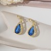  new trendy, luxurious, versatile and stylish earrings with water drop hooks and high-end blue crystal earrings