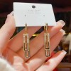 Spring geometric square full diamond ear clasp, new trendy and niche design earrings, light luxury and high-end earrings for women Spring geometric square full diamond ear clasp, new trendy and niche design earrings, light luxury and high-end earrings for women