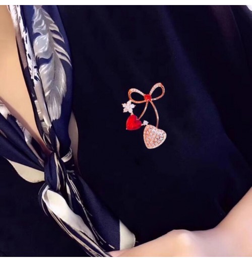 Light luxury zircon bow brooch, a versatile and high-end brooch for women, a fixed accessory for suits, and a high-end pin cherry blossom Light luxury zircon bow brooch, a versatile and high-end brooch for women, a fixed accessory for suits, and a high-end pin cherry blossom