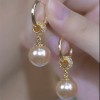 Champagne-colored pearl earrings, high-end and fashionable earrings and pendants,  design new diamond ball pearl earrings