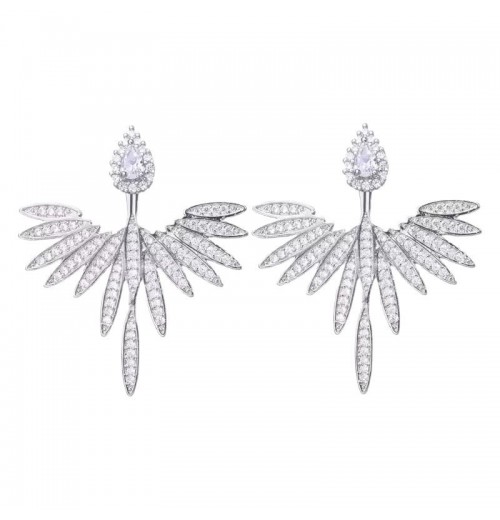 European and American angel wing slightly set zircon earrings are fashionable, individual and versatile. ins925 silver needle earrings with a high-end feel European and American angel wing slightly set zircon earrings are fashionable, individual and versatile. ins925 silver needle earrings with a high-end feel