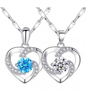 Korean version fashionable silver necklace, women's jewelry, couple heart-shaped zircon pendant, collarbone chain accessory factory direct sales