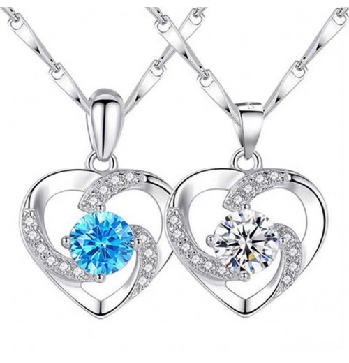 Korean version fashionable silver necklace, women's jewelry, couple heart-shaped zircon pendant, collarbone chain accessory factory direct sales Korean version fashionable silver necklace, women's jewelry, couple heart-shaped zircon pendant, collarbone chain accessory factory direct sales