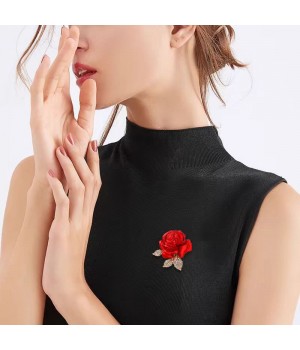 High-end red rose brooch, high-end women's fashion pin, suit overcoat accessory, wedding corsage ornament