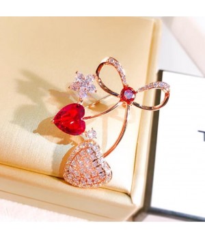 Light luxury zircon bow brooch, a versatile and high-end brooch for women, a fixed accessory for suits, and a high-end pin cherry blossom