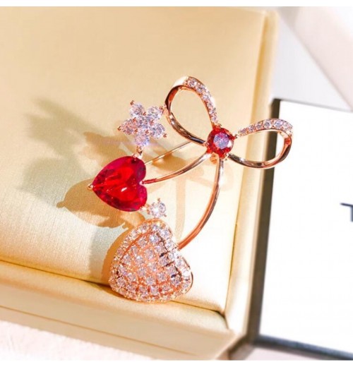 Light luxury zircon bow brooch, a versatile and high-end brooch for women, a fixed accessory for suits, and a high-end pin cherry blossom Light luxury zircon bow brooch, a versatile and high-end brooch for women, a fixed accessory for suits, and a high-end pin cherry blossom