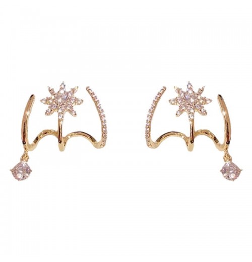 This octagonal star earring, featuring the same slightly set zircon earrings as Japanese and South Korean Internet celebrities, is a stylish and elegant design This octagonal star earring, featuring the same slightly set zircon earrings as Japanese and South Korean Internet celebrities, is a stylish and elegant design