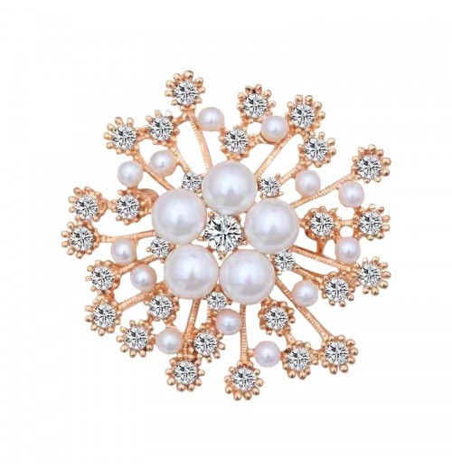 Korean-style large snowflake pearl brooch for women, versatile diamond-encrusted brooch, creative anti-leakage pin for suits and accessories Korean-style large snowflake pearl brooch for women, versatile diamond-encrusted brooch, creative anti-leakage pin for suits and accessories