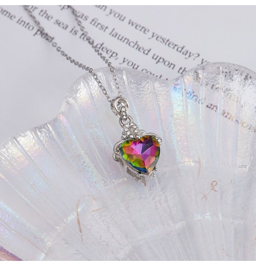20 Best-selling heart-shaped seven-color gold necklace for women, imitation tourmaline seven-color rainbow heart collarbone neck chain. Summer and autumn 20 Best-selling heart-shaped seven-color gold necklace for women, imitation tourmaline seven-color rainbow heart collarbone neck chain. Summer and autumn