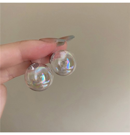 Live-streaming bestseller new product: Colorful glass round transparent earrings, fashionable and resort-style simple earrings, available for export Live-streaming bestseller new product: Colorful glass round transparent earrings, fashionable and resort-style simple earrings, available for export