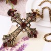 new retro diamond-encrusted necklace, water diamond long cross necklace, sweater chain, punk necklace, punk item new retro diamond-encrusted necklace, water diamond long cross necklace, sweater chain, punk necklace, punk item