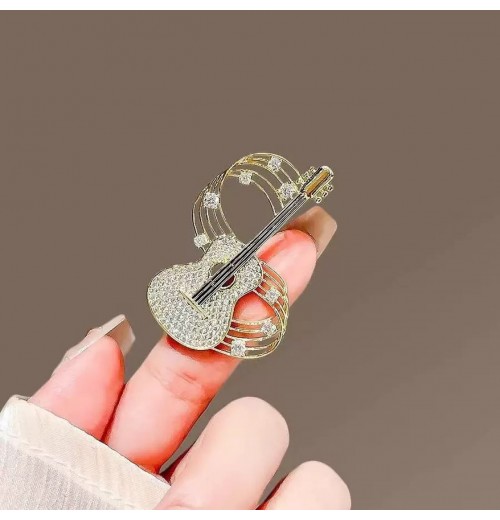 Design sense, individuality, niche musical note guitar brooch, high-end and elegant clothing pin,  new suit accessory