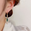 Sparkling zircon green leaf versatile ear clings, golden branch and jade leaf earrings, new trendy ear accessories Sparkling zircon green leaf versatile ear clings, golden branch and jade leaf earrings, new trendy ear accessories