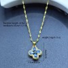 Fashionable stainless steel double-sided mother-of-pearl four-leaf clover single-flower necklace with genuine gold titanium steel chain