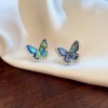 Fashionable and high-end, colorful abalone shell, exquisite and light luxury, zirconium stud earrings, commuting style, forest-themed butterfly, super sparkling earrings Fashionable and high-end, colorful abalone shell, exquisite and light luxury, zirconium stud earrings, commuting style, forest-themed butterfly, super sparkling earrings