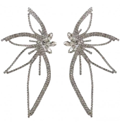 Cross-border European and American fashion new style, exaggerated and grand, studded with water diamonds, full of flowers, leaf-shaped flower earrings for women Cross-border European and American fashion new style, exaggerated and grand, studded with water diamonds, full of flowers, leaf-shaped flower earrings for women