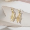 Douyin's best-selling retro cat-eye leaf slightly inlaid ear hooks, sweet and elegant, fashionable and versatile earrings and earrings for women Douyin's best-selling retro cat-eye leaf slightly inlaid ear hooks, sweet and elegant, fashionable and versatile earrings and earrings for women