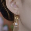 Champagne-colored pearl earrings, high-end and fashionable earrings and pendants,  design new diamond ball pearl earrings
