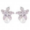 Niche and fashionable new light luxury style earrings with diamonds, women's high-end touch, lily flower, pearl flower and elegant ear accessories Niche and fashionable new light luxury style earrings with diamonds, women's high-end touch, lily flower, pearl flower and elegant ear accessories