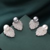 Grey pearl earrings, stud earrings, women's niche high-end style, light luxury, earrings, French design, diamond-encrusted trendy earrings