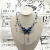 New water drop butterfly collarbone chain, deep blue niche retro butterfly crystal elegant necklace, high-end necklaces for women