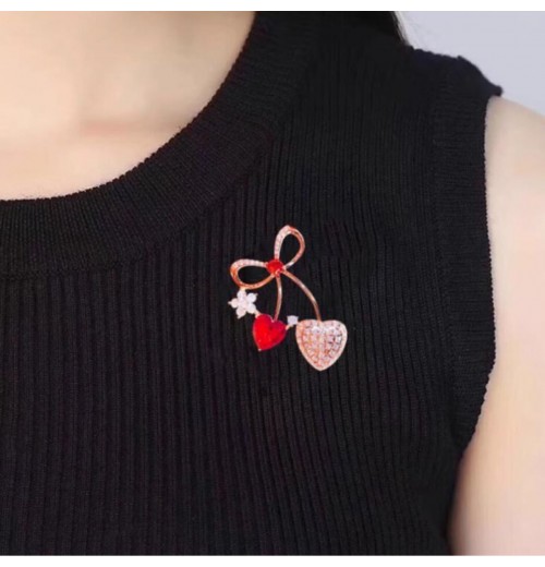 Light luxury zircon bow brooch, a versatile and high-end brooch for women, a fixed accessory for suits, and a high-end pin cherry blossom Light luxury zircon bow brooch, a versatile and high-end brooch for women, a fixed accessory for suits, and a high-end pin cherry blossom