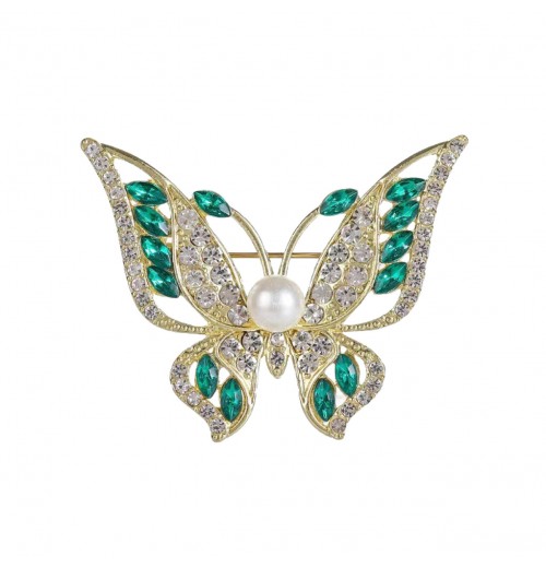 New Korean-style high-end green butterfly brooch with rhinestones, high-end and elegant clothing and accessories, anti-leakage and exquisite brooch for women New Korean-style high-end green butterfly brooch with rhinestones, high-end and elegant clothing and accessories, anti-leakage and exquisite brooch for women