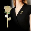 New best-selling alloy fashion full-diamond pearl rose brooch, high-end niche brooch pin, versatile for suits