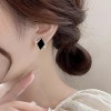 Exquisite black diamond-shaped earrings for women, new cold style earrings, niche design, high-end pure silver earrings Exquisite black diamond-shaped earrings for women, new cold style earrings, niche design, high-end pure silver earrings