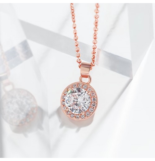 The new cross-border wish round pendant, collarbone chain, European and American four-prong sunflower round-wrapped round diamond necklace is simple and small The new cross-border wish round pendant, collarbone chain, European and American four-prong sunflower round-wrapped round diamond necklace is simple and small
