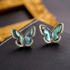 Fashionable and high-end, colorful abalone shell, exquisite and light luxury, zirconium stud earrings, commuting style, forest-themed butterfly, super sparkling earrings Fashionable and high-end, colorful abalone shell, exquisite and light luxury, zirconium stud earrings, commuting style, forest-themed butterfly, super sparkling earrings