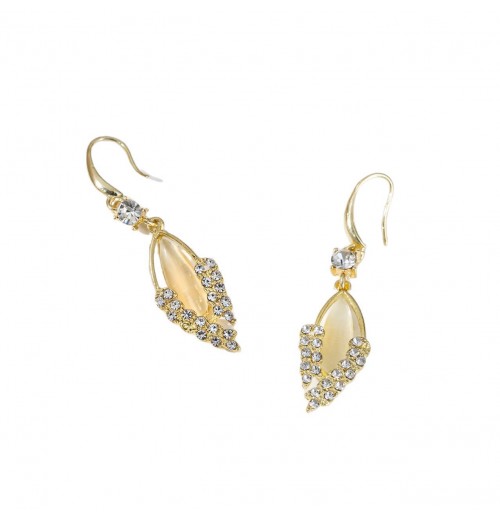 Douyin's best-selling retro cat-eye leaf slightly inlaid ear hooks, sweet and elegant, fashionable and versatile earrings and earrings for women Douyin's best-selling retro cat-eye leaf slightly inlaid ear hooks, sweet and elegant, fashionable and versatile earrings and earrings for women