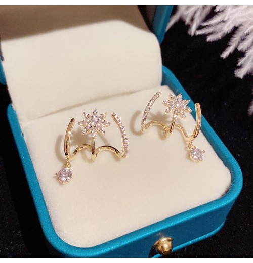 This octagonal star earring, featuring the same slightly set zircon earrings as Japanese and South Korean Internet celebrities, is a stylish and elegant design This octagonal star earring, featuring the same slightly set zircon earrings as Japanese and South Korean Internet celebrities, is a stylish and elegant design